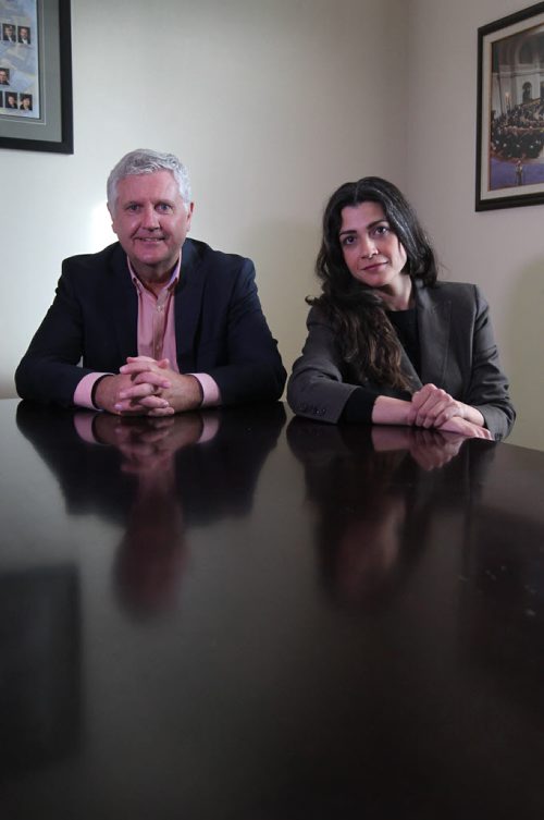 Justice minister Gord Mackintosh and new North End Crown prosecutor Nancy Fazenda for story on the province's plan for a new community court in the North End.   See Katie May story.  Dec 04, 2015 Ruth Bonneville / Winnipeg Free Press