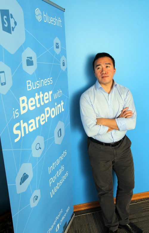 WINNIPEG, MB - blueshift biz - Jason The from blueshift poses for a photo at his Exchange District office. BORIS MINKEVICH / WINNIPEG FREE PRESS DEC 7, 2015