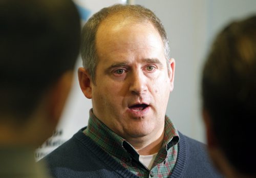 WINNIPEG, MB - Tour of the Syrian refugee command centre at 15th floor, 405 Broadway (Woodsworth Building). Mike Gagne in scrum.  BORIS MINKEVICH / WINNIPEG FREE PRESS DEC 8, 2015