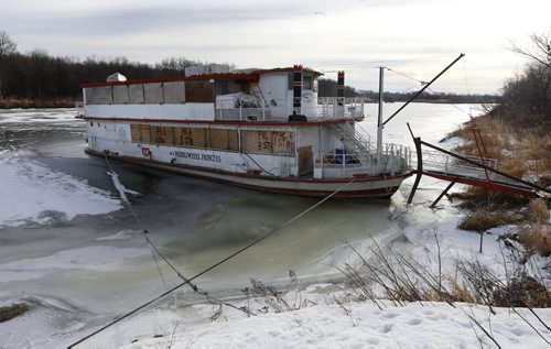49.8  OLD BOATS. The  Paddlewheel Princess frozen in the slough north of Selkirk, Mb.  Bill Redekop story   Wayne Glowacki / Winnipeg Free Press Dec. 8  2015