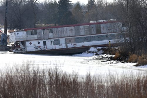 49.8  OLD BOATS. The Paddlewheel Queen on the shore of the slough north of Selkirk, Mb.    Bill Redekop story   Wayne Glowacki / Winnipeg Free Press Dec. 8  2015
