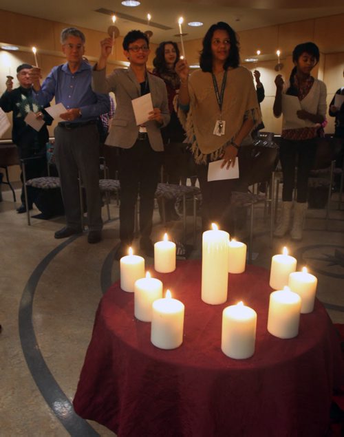 Celebration of Light on Thursday, December 10th at 12:00pm-Organized by Health Sciences Centre Winnipeg Spiritual Health Services. The 10th annual candlelight ritual celebrates the meaning of light in various traditions inside the sanctuary- Standup PhotoDec 10, 2015   (JOE BRYKSA / WINNIPEG FREE PRESS)