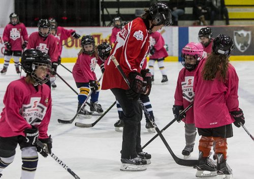 Olympian, Cassie Campbell-Pascall coached over 300 female minor hockey players at the Scotiabank Girls HockeyFest at the MTS IcePlex Sunday morning. 151213 - Sunday, December 13, 2015 -  MIKE DEAL / WINNIPEG FREE PRESS
