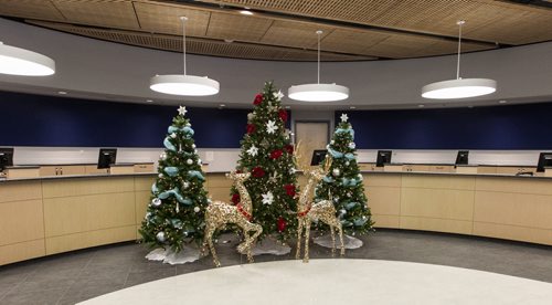 A tour of the new Winnipeg Police Service Headquarters at 245 Smith Street. The new main front desk where members of the public will be able to make their initial inquiries at the HQ. 151214 - Monday, December 14, 2015 -  MIKE DEAL / WINNIPEG FREE PRESS