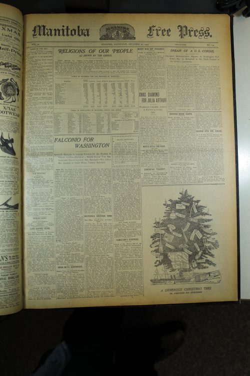 ARCHIVE CHRISTMAS - Manitoba Free Press Front Page Dec 25, 1901. BORIS MINKEVICH / WINNIPEG FREE PRESS DEC 15, 2015