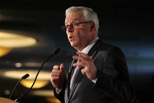 Manitoba Premier Greg Selinger delivers his State of the Province address to about 1,000 business leaders at the RBC Convention Centre Tuesday. Dec 15, 2015 Ruth Bonneville / Winnipeg Free Press