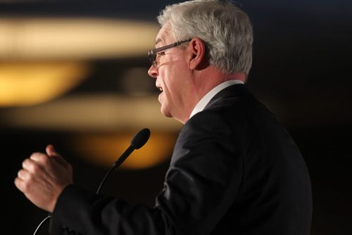 Manitoba Premier Greg Selinger delivers his State of the Province address to about 1,000 business leaders at the RBC Convention Centre Tuesday. Dec 15, 2015 Ruth Bonneville / Winnipeg Free Press