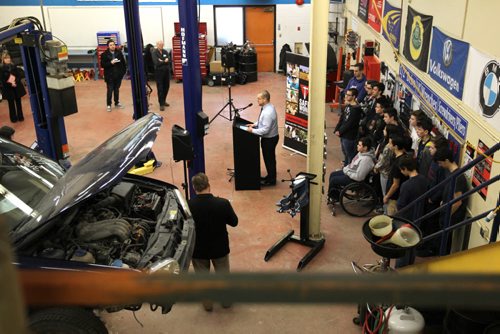 A press conference was held by SAFE work Manitoba announcing new strategy to address  injuries to young workers  each year in the Province in one of the shop classes in Nelson McIntyre Collegiate Tuesday.   Dec 15, 2015 Ruth Bonneville / Winnipeg Free Press