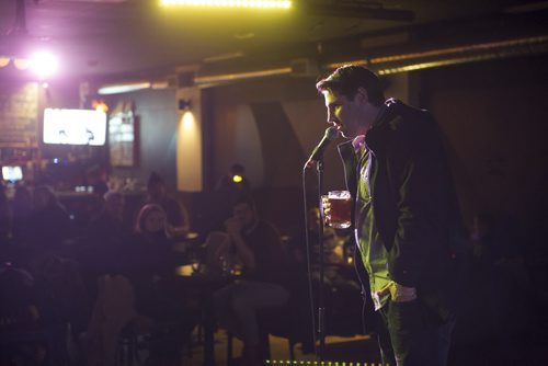 DAVID LIPNOWSKI / WINNIPEG FREE PRESS 151210  AJ Gartner competes in the spelling bee(r) Thursday December 10, 2015. Every two months the Good Will Social Club hosts an event called "spelling bee(r)".    49.8 INTERSECTION story