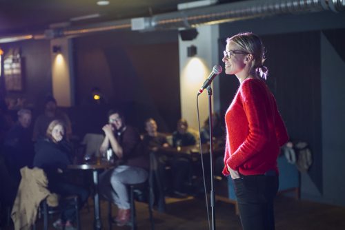 DAVID LIPNOWSKI / WINNIPEG FREE PRESS 151210  Jill Coubrough competes in the spelling bee(r) Thursday December 10, 2015. Every two months the Good Will Social Club hosts an event called "spelling bee(r)".    49.8 INTERSECTION story