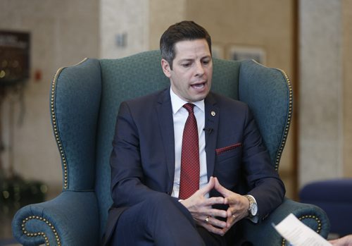 Mayor Brian Bowman at Winnipeg City Hall for year in review. Aldo Santin story.Wayne Glowacki / Winnipeg Free Press Dec. 16   2015