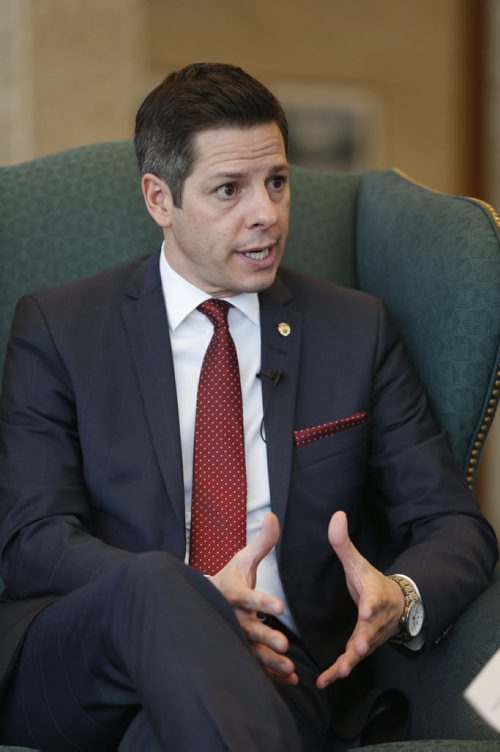 Mayor Brian Bowman at Winnipeg City Hall for year in review. Aldo Santin story.Wayne Glowacki / Winnipeg Free Press Dec. 16   2015