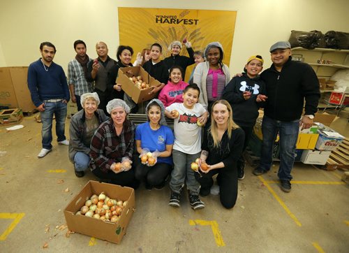 Employees from the RBC advice centre pose for a photo after volunteering at Winnipeg Harvest at Winnipeg Harvest on Dec. 17, 2015. Photo by Jason Halstead/Winnipeg Free Press RE: Social Page for Dec. 19, 2015