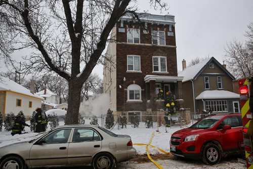 A fire in a basement suite at an apartment block on Toronto Street sent one person to the hospital for precaution after they tried to save their cats. They managed to save four out of five, firefighters saved the fifth cat. No reports on cause or damage estimates.  151221 December 21, 2015 Mike Deal / Winnipeg Free Press