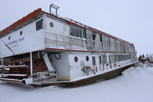 49.8  OLD BOATS.  The Paddlewheel Queen in the frozen slough north of Selkirk, Mb.  Bill Redekop story   Wayne Glowacki / Winnipeg Free Press Dec. 22  2015