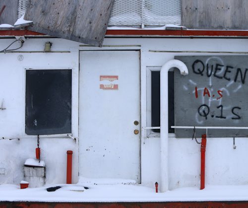 49.8  OLD BOATS.  A  detail on the side of the Paddlewheel Queen in the frozen slough north of Selkirk, Mb.  Bill Redekop story   Wayne Glowacki / Winnipeg Free Press Dec. 22  2015