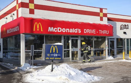 A fire closed down the McDonald's at Main and Mountain shortly after the noon-hour rush. No word on injuries or damage.  151227 December 27, 2015 MIKE DEAL / WINNIPEG FREE PRESS