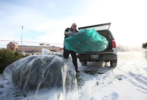 Perry Stephenson pulls his Christmas tree out of his truck and drops it off at the tree drop at 3900 Grant Ave. on the west side of of Safeway parking lot Tuesday morning,    Standup Dec 29, 2015 Ruth Bonneville / Winnipeg Free Press   Christmas tree depots:  Charleswood Centre 24-hour access 3900 Grant Ave (Southwest corner of the Safeway parking lot  along Haney Street, access off Haney Street)  Fire Station No. 17 7:00am  10:00pm 1501 Church Avenue at Sheppard Street  Kilcona Park 7:30am  10:00pm Lagimodiere Boulevard and McIvor Avenue (In the off-leash dog park parking lot)  Kildonan Park 7:00am  10:00pm 2015 Main Street (Rainbow Stage parking lot)  King's Park 8:00am  10:00pm 198 King's Drive (South parking lot)  Panet Road 24-hour access Panet Road and Mission Street  St. Boniface 24-hour access Darveau Street back lane at Tache Avenue  St. James Civic Centre 24-hour access 2055 Ness Avenue (Northwest corner parking lot)  St. Vital Park 8:00am  10:00pm 190 River Road (South parking lot)  Vimy Arena 24-hour access 255 Hamilton Avenue at Vimy Road  Winnipeg Soccer Complex 24-hour access 900 Waverly Street at Victor Lewis Drive