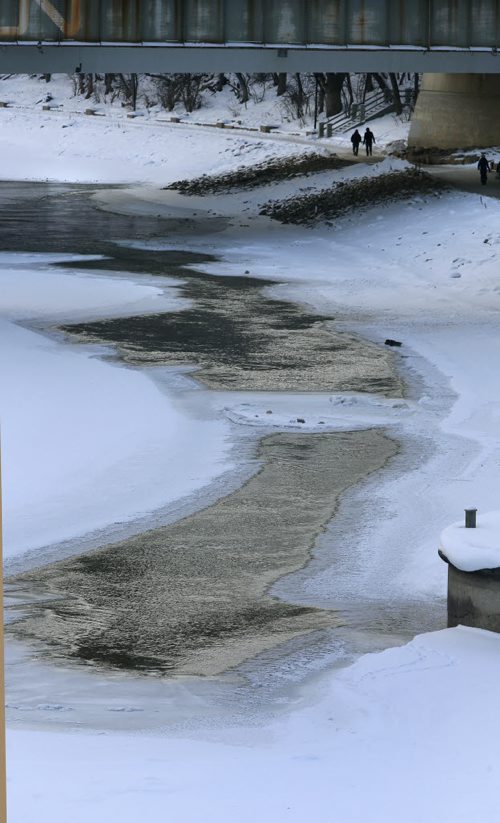 Open water on the Assiniboine River near The Forks Tuesday.   Wayne Glowacki / Winnipeg Free Press Dec. 29  2015