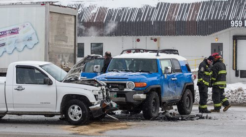 An car accident at Keewatin and Kinver slowed down traffic going north and south on Keewatin Wednesday morning. No word on injuries. 151230 - Wednesday, December 30, 2015 -  MIKE DEAL / WINNIPEG FREE PRESS
