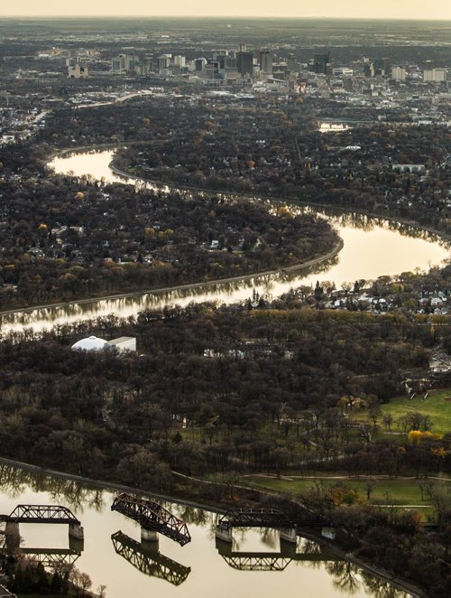 Winnipeg skyline aerial photos for the Red, Assiniboine, La Salle, and Seine River Project. 151026 - Monday, October 26, 2015 -  MIKE DEAL / WINNIPEG FREE PRESS