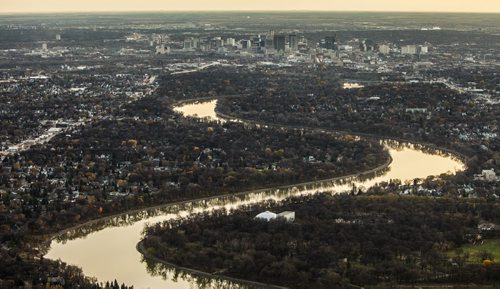 Winnipeg skyline aerial photos for the Red, Assiniboine, La Salle, and Seine River Project. 151026 - Monday, October 26, 2015 -  MIKE DEAL / WINNIPEG FREE PRESS