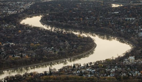 Winnipeg skyline aerial photos for the Red, Assiniboine, La Salle, and Seine River Project. 151026 - Monday, October 26, 2015 -  MIKE DEAL / WINNIPEG FREE PRESS