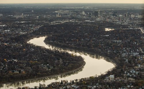 Winnipeg skyline aerial photos for the Red, Assiniboine, La Salle, and Seine River Project. 151026 - Monday, October 26, 2015 -  MIKE DEAL / WINNIPEG FREE PRESS