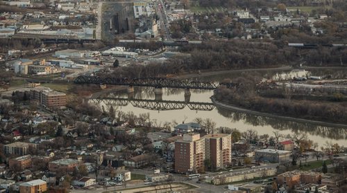 Winnipeg skyline aerial photos for the Red, Assiniboine, La Salle, and Seine River Project.  151026 - Monday, October 26, 2015 -  MIKE DEAL / WINNIPEG FREE PRESS