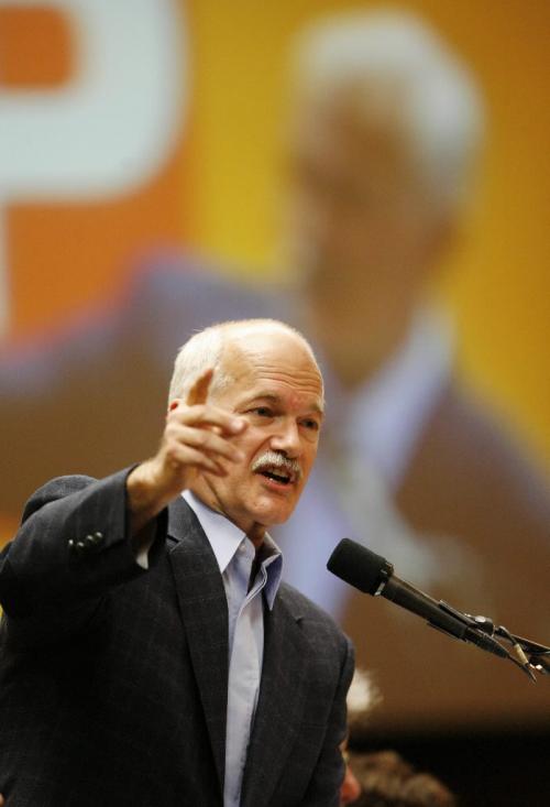 John Woods / Winnipeg Free Press / February 2, 2008- 080202  - NDP Leader Jack Layton talks to his supporters at the NDP convention at the Victoria Inn in Winnipeg, Saturday, February 2/08.