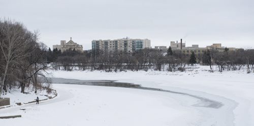 DAVID LIPNOWSKI / WINNIPEG FREE PRESS 160102  South Point Park, which is at the end of the pedestrian bridge at The Forks will serve as the location for the 2016 RAW: almond as the river trail still has open water visible Saturday January 2, 2016.