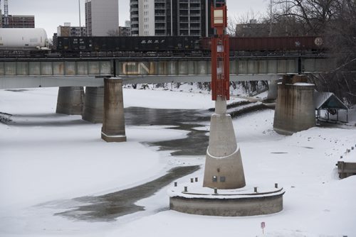 DAVID LIPNOWSKI / WINNIPEG FREE PRESS 160102  South Point Park, which is at the end of the pedestrian bridge at The Forks will serve as the location for the 2016 RAW: almond as the river trail still has open water visible Saturday January 2, 2016.