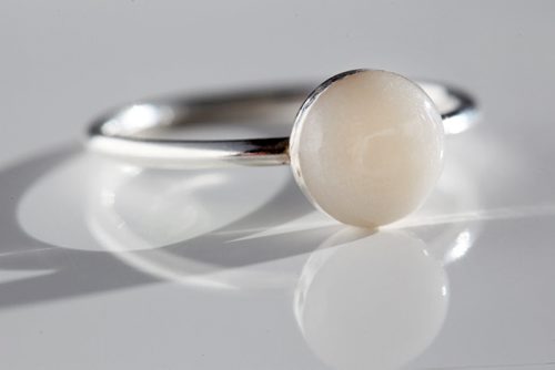 Morgan Di Martino is a local jewelry designer and her company North Faun specializes in breast milk and cremation jewelry Close-up of a breast milk ring she created-See Jen Zoratti column- Jan 04, 2016   (JOE BRYKSA / WINNIPEG FREE PRESS)
