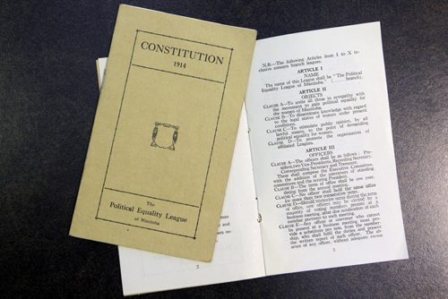 COPY PHOTOS FROM MB ARCHIVES - Constitution of Political Equality League of Manitoba c.1914. BORIS MINKEVICH / WINNIPEG FREE PRESS  January 7, 2016