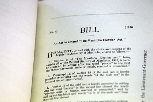 COPY PHOTOS FROM MB ARCHIVES - Legislation c.1916 Jan. 28th. Amendment to allow women to vote. BORIS MINKEVICH / WINNIPEG FREE PRESS  January 7, 2016