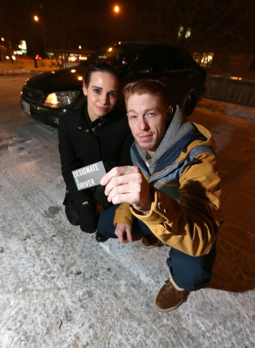 Sarah Tait and Matthew Kreuger are co-owners of Assurance Designated Drivers. Photographed on Jan. 8, 2016 with their car. Photo by Jason Halstead/Winnipeg Free Press