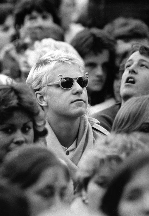 A fan in Donald Duck sunglasses watches the David Bowie concert at Winnipeg Stadium on September 14, 1983. Glenn Olsen / Winnipeg Free Press