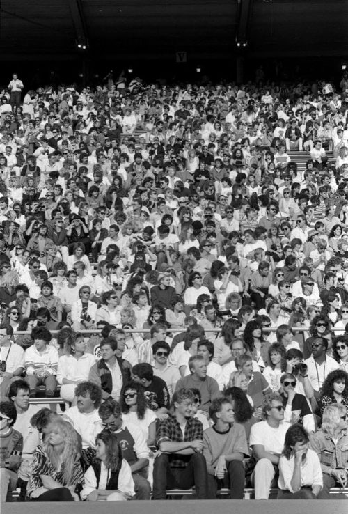 David Bowie concert August 19, 1987. Fans in section "V" at the Winnipeg Stadium during the David Bowie Glass Spider concert. Todd Korol / Winnipeg Free Press