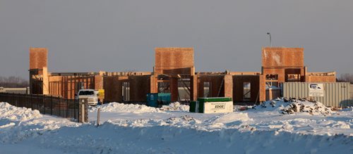 Condos under construction in Bridgewater's development, for a story on the housing start totals for December and 2015. They were up slightly, with all of the growth on the multi-family side. See Murray McNeil's story. January 11, 2016 - (Phil Hossack / Winnipeg Free Press)