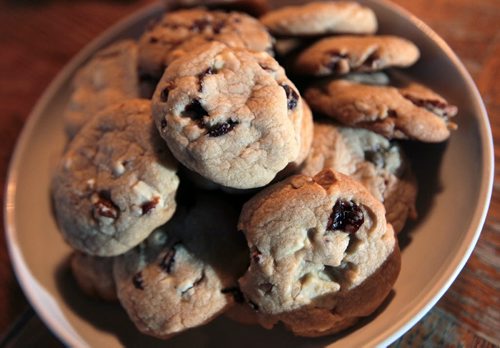 Baking with coconut oil for Recipe Swap, white chocolate and cherry cookies January 11, 2016 - (Phil Hossack / Winnipeg Free Press)