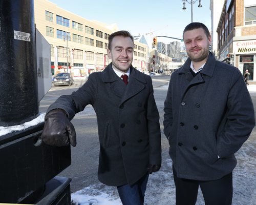At left, Derek Elliott, Client Services and Lee Waltham, Strategy Director of Brandish. Brandish is a new branding company which works with corporate clients to improve awareness and recognition of their brand. Murray McNeill story Wayne Glowacki / Winnipeg Free Press Jan. 12 2016
