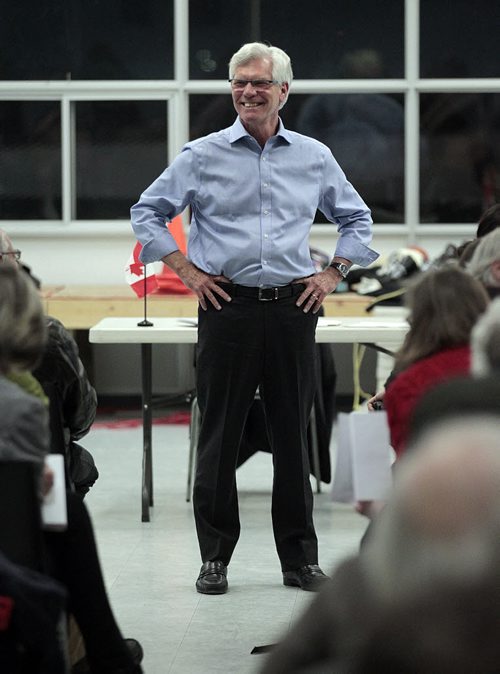 Newly elected Liberal MP and Minister of Natural Resources Jim Carr holds court at the Riverview Community Club Wednesday evening. See Ashley Prest story. January 13, 2016 - (Phil Hossack / Winnipeg Free Press)