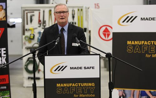 Ron Koslowsky VP of Canadian Manufactures and Exporters at Made Safe news conference at Arnes Welding  Made Safe is a new safety association dedicated to reducing workplace injury and illness throughout Manitobas manufacturing industry   - See Murray McNeil  Story- Jan 06, 2016   (JOE BRYKSA / WINNIPEG FREE PRESS)
