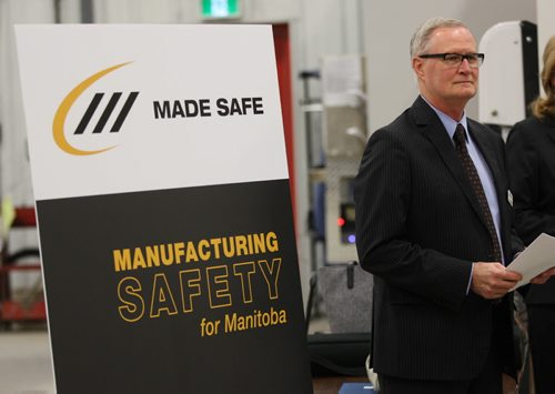 Ron Koslowsky VP of Canadian Manufactures and Exporters at Made Safe news conference at Arnes Welding  Made Safe is a new safety association dedicated to reducing workplace injury and illness throughout Manitobas manufacturing industry   - See Murray McNeil  Story- Jan 06, 2016   (JOE BRYKSA / WINNIPEG FREE PRESS)