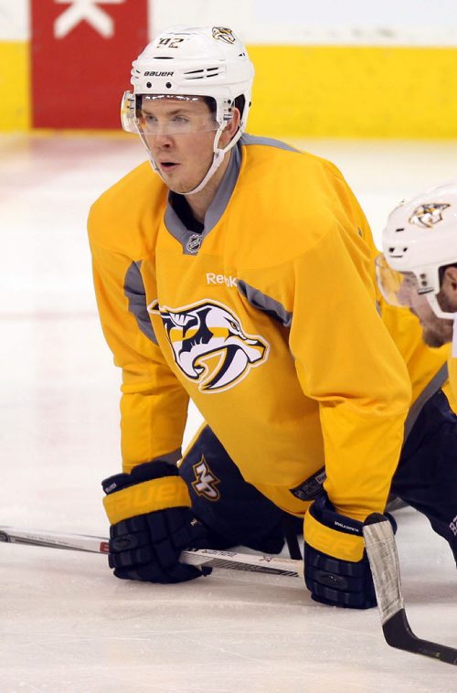 Predators practice, MTS CENTRE - #92 Ryan Johansen. BORIS MINKEVICH / WINNIPEG FREE PRESS January 14, 2016