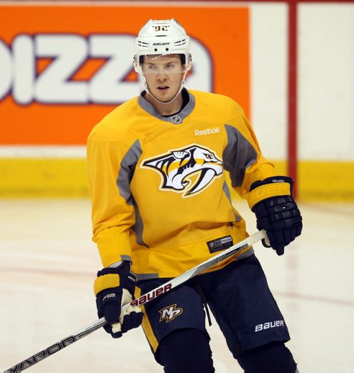 Predators practice, MTS CENTRE - #92 Ryan Johansen. BORIS MINKEVICH / WINNIPEG FREE PRESS January 14, 2016