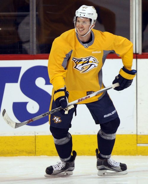 Predators practice, MTS CENTRE - #92 Ryan Johansen. BORIS MINKEVICH / WINNIPEG FREE PRESS January 14, 2016