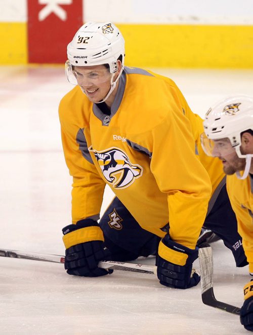 Predators practice, MTS CENTRE - #92 Ryan Johansen. BORIS MINKEVICH / WINNIPEG FREE PRESS January 14, 2016