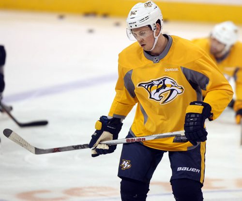 Predators practice, MTS CENTRE - #92 Ryan Johansen. BORIS MINKEVICH / WINNIPEG FREE PRESS January 14, 2016