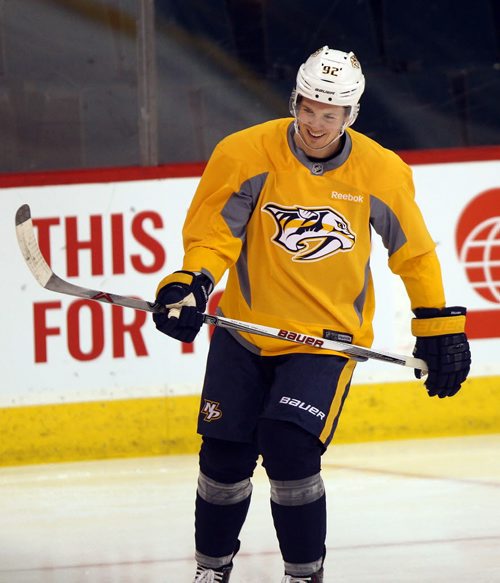 Predators practice, MTS CENTRE - #92 Ryan Johansen. BORIS MINKEVICH / WINNIPEG FREE PRESS January 14, 2016